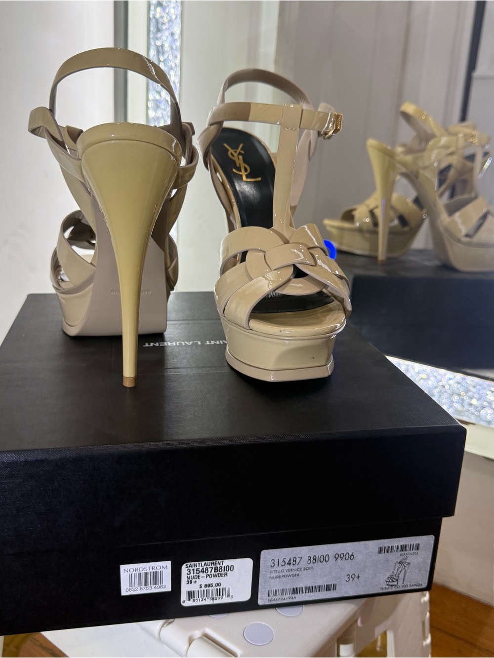 Saint Laurent Nude Patent Leather Platform Sandals